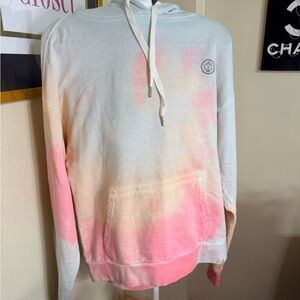 Tie-Dye Pastel Hoodie Sweatshirt - Pink & Cream